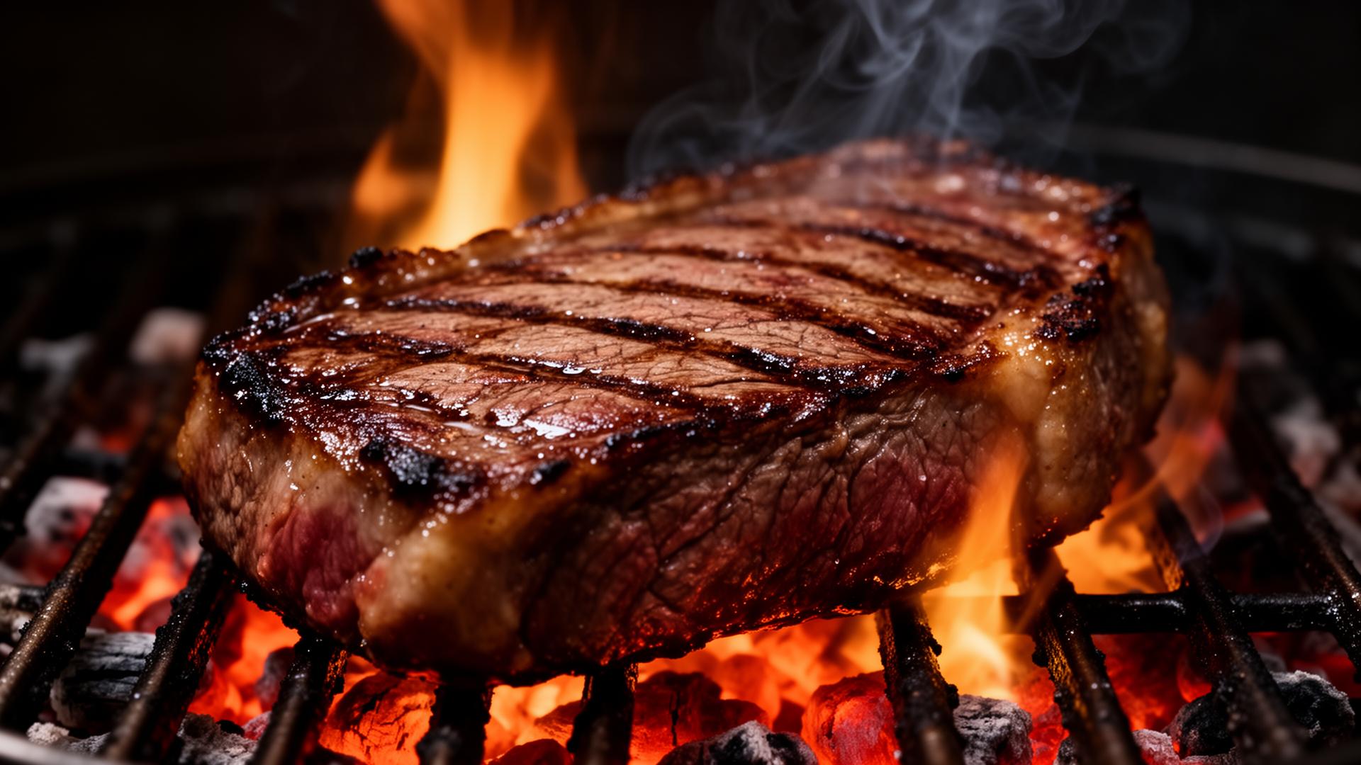 Viande maturée grillée sur braises